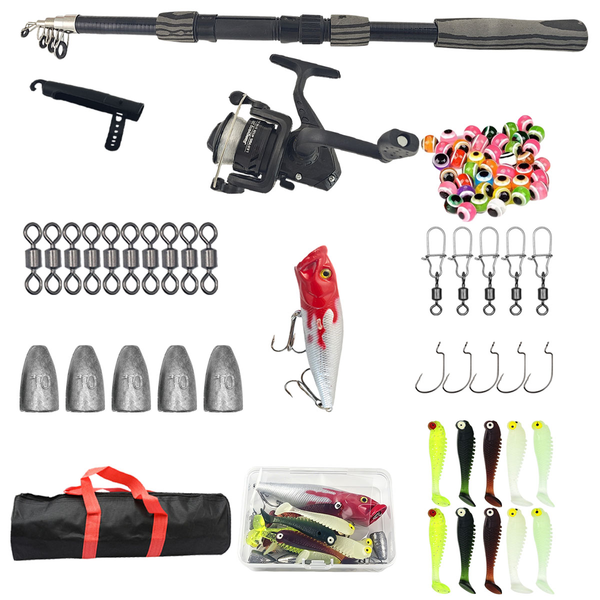 Kit de caña de pescar telescóp - Fishing Lure Spinner reseña y precio